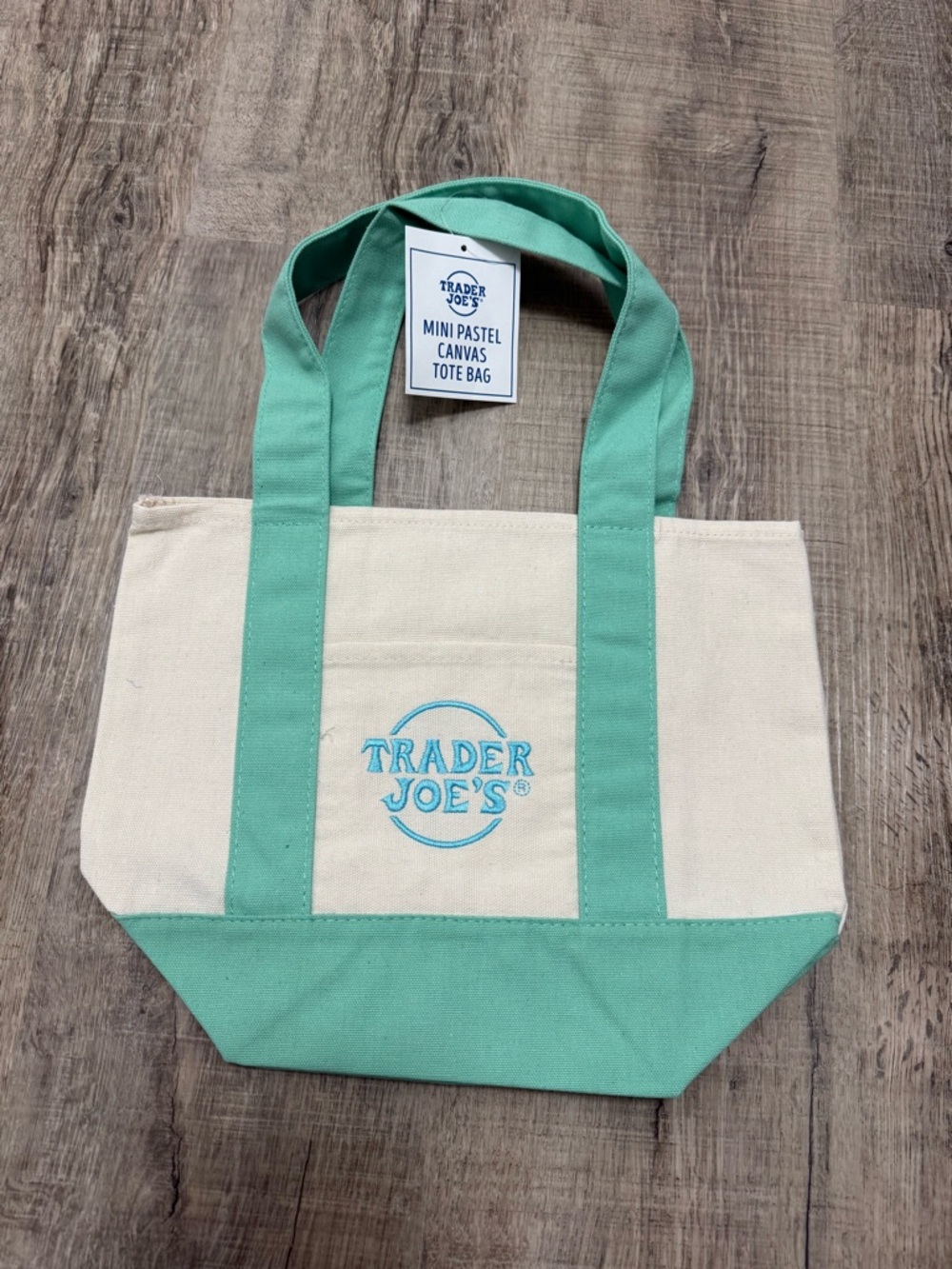 Pastel Trader Joe’s mini tote bags pastel Green NWT